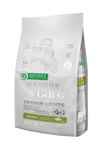 Nature's Protection Superior Care White Dogs Grain Free White Fish Junior Small Breeds Сухий беззерновий корм для юніорів малих порід з білою рибою, 10 кг NPSC45830 фото