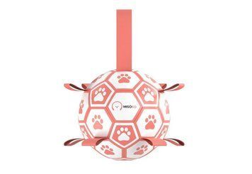 MISOKO&CO Іграшка для собак, м'яч надувний, у формі футбольного м'яча, білий з рожевим, 18,5 см KINMSK70110 фото