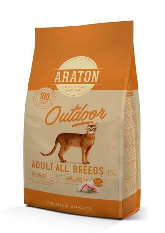ARATON Outdoor Adult All Breeds Сухий корм з куркою та індичкою для дорослих котів 1,5 кг ART45642 фото