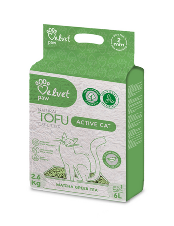 VELVET PAW TOFU наповнювач для котячих туалетів для активних котів, з екстрактом зеленого чаю матчу, гранули 2 мм, 2,6 кг / 6 л TOF70053 фото