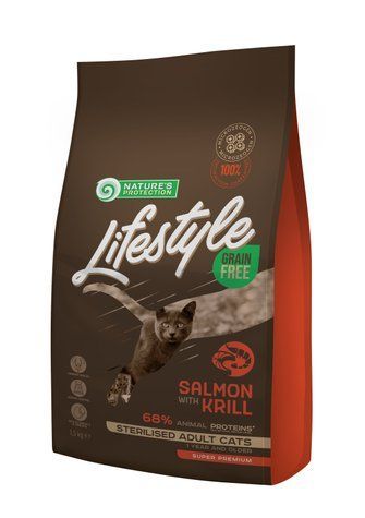 Nature's Protection Lifestyle Sterilised Salmon Сухий беззерновий корм для стерилізованих котів з лососем, 1,5 кг NPLS45799 фото
