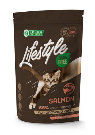 Nature's Protection Lifestyle Growing Salmon Сухий беззерновий корм для кошенят з лососем, 400 г NPLS45952 фото