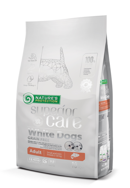 Nature's Protection Superior Care White Dogs Grain Free Salmon Adult Small Breeds Сухий беззерновий корм для дорослих собак малих порід з лососем, 17 кг NPSC45996 фото