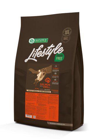 Nature's Protection Lifestyle Grain Free Salmon with Krill Adult Small and Mini Breeds Сухий беззерновий корм для собак малих порід з лососем та крилем, 10 кг NPLS45681 фото