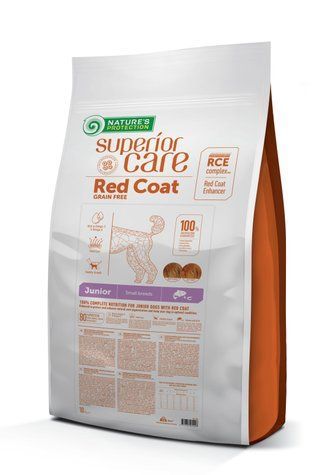 Nature's Protection Superior Care Red Coat Grain Free Salmon Junior Small Breeds Сухий беззерновий корм для юніорів малих порід з рудим забарвленням з лососем, 10 кг NPSC47229 фото