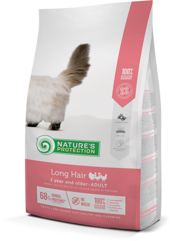 Сухий корм для дорослих котів з довгою шерстю Nature's Protection Long hair 7кг NPS45762 фото
