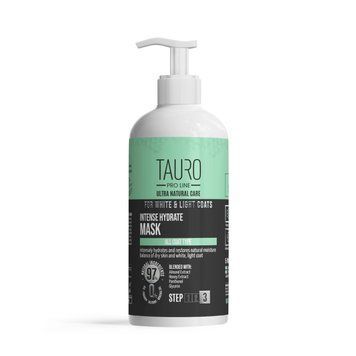 Tauro Pro Line Ultra Natural Care White Coat Intense Hydrate Mask Інтенсивно зволожувальна маска для собак і котів із білим, світлим забарвленням, 1000 мл TPL63622 фото