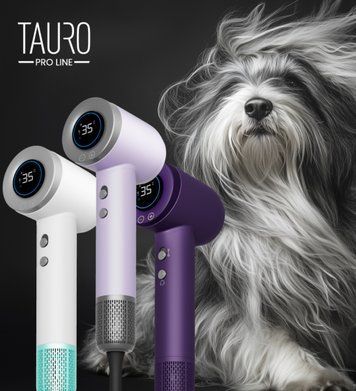 Tauro Pro Line Ручний фен для сушіння шерсті домашніх тварин з технологією генерації негативних іонів з вилкою ЄС, темно-фіолетовий TPL70275 фото