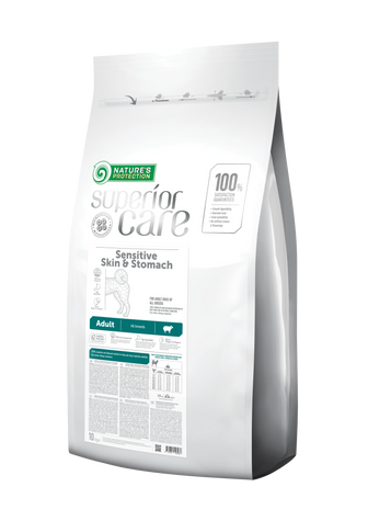 Nature's Protection Superior Care Sensitive Skin&Stomach Adult All Breeds Сухий корм для дорослих собак усіх порід із чутливим травленням з ягням, 10 кг NPSC45793 фото
